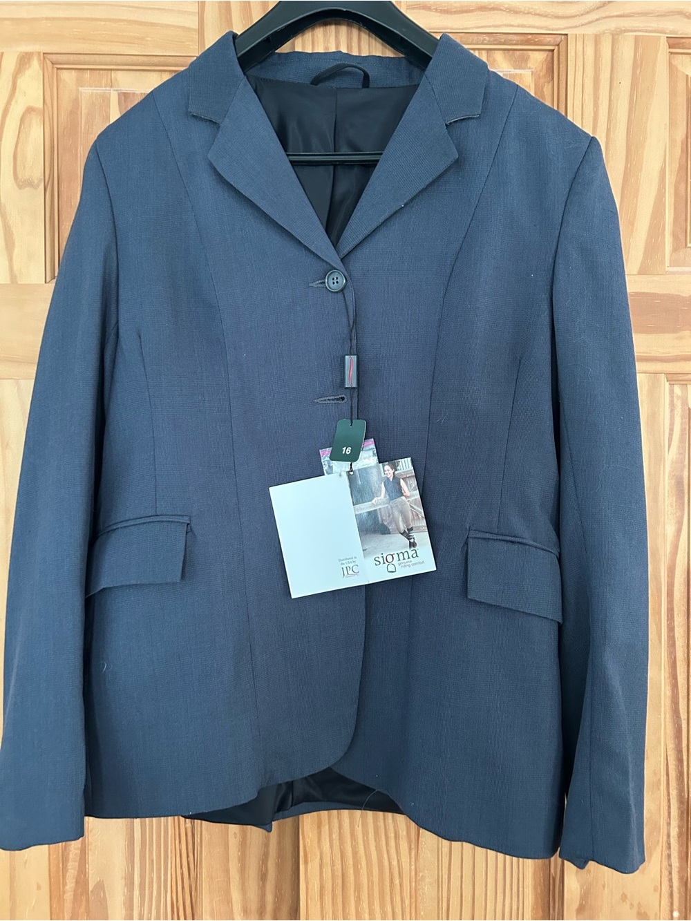 JPC Equestrian charcoal plaid English Hunt Coat Sz 16